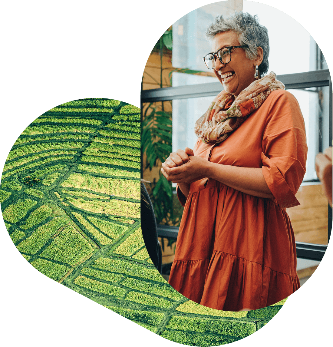 Woman smiling standing up